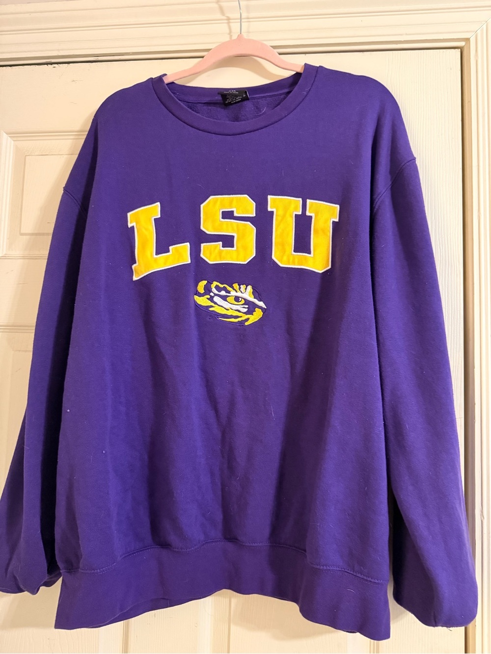 Colosseum Purple Sweatshirt with Yellow LSU Appliqué